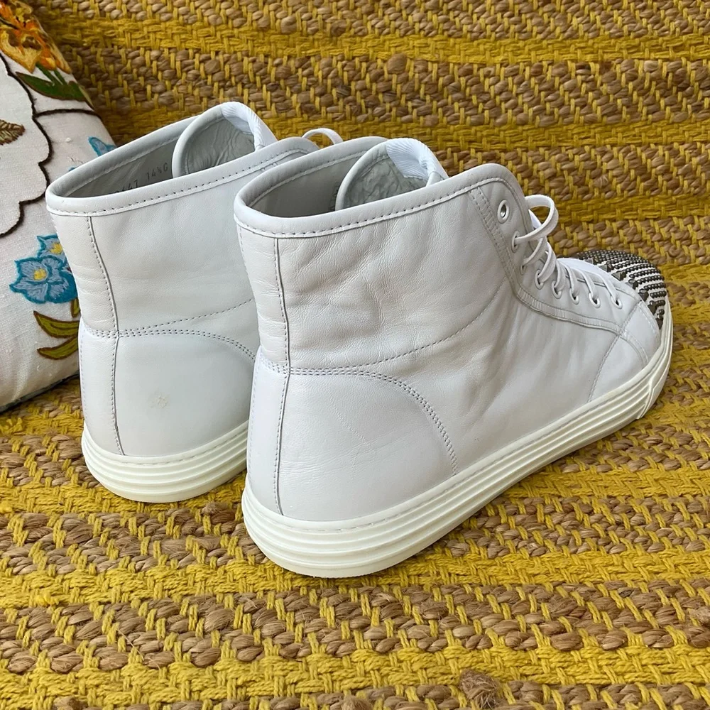 Men’s Gucci White Leather Studded High Top Sneaker Size 15 AUTHENTIC